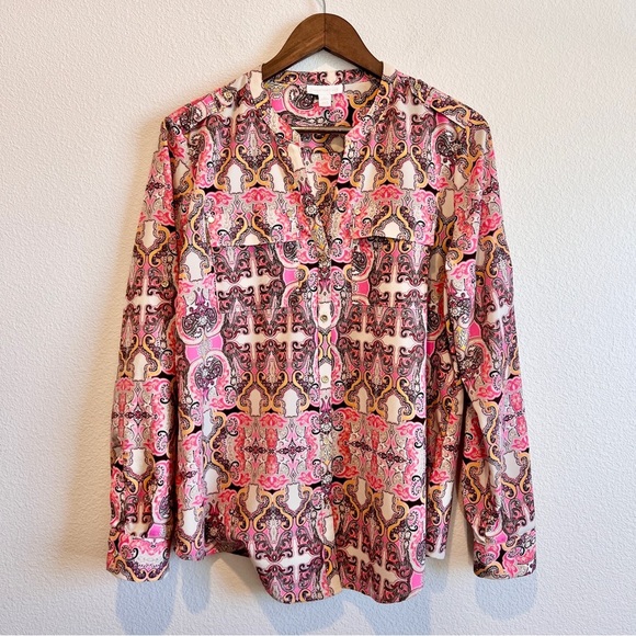 Charter Club Tops - Charter Club Women’s L Button Up Paisley Scroll Print Long Sleeve Career Blouse